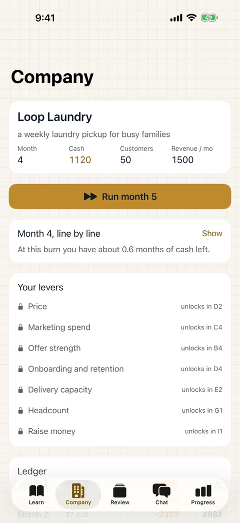 Learn Business on iPhone: the company you run while you learn